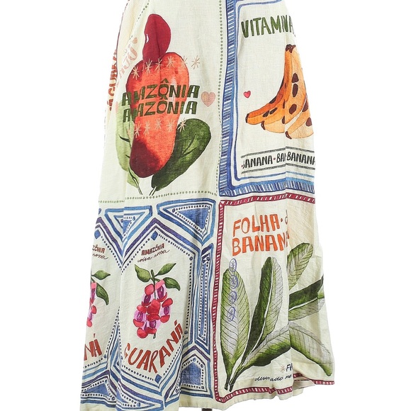 FARM RIO Our Stamps Linen Midi Skirt - Picture 7 of 8